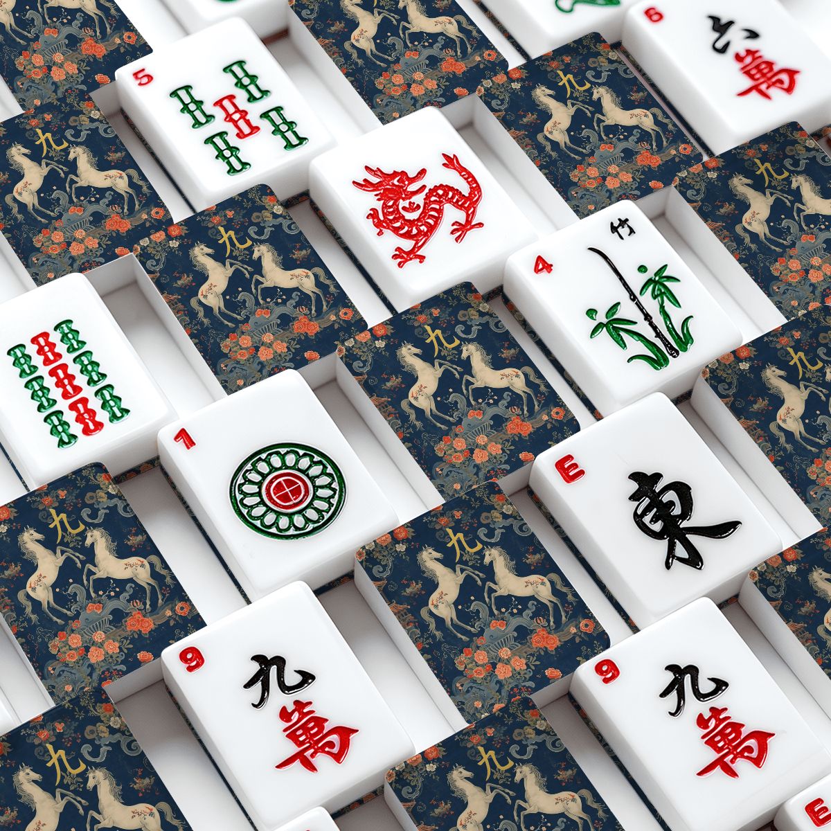 Mahjong Firehorse American Mahjong Tiles And Carry Case Bundle Set - Splash Of Mahj And Color Co.