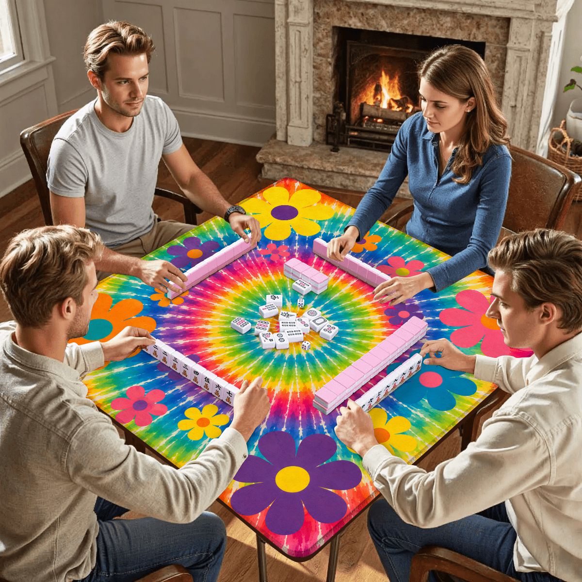 Psychedelic Tie Dye Mahjong Mat - Splash Of Mahj And Color Co.