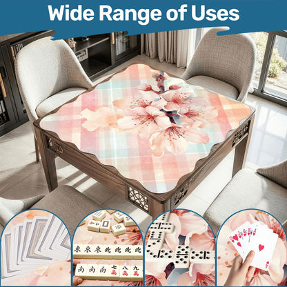 Spring Cherry Blossom Pretty Preppy Watercolor Scalloped Mahjong - Splash of Color Co.