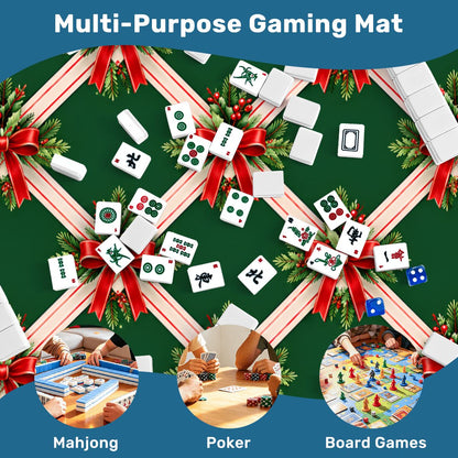 Evergreen & Bows Vintage Christmas Mahjong Mat Sleek Surface