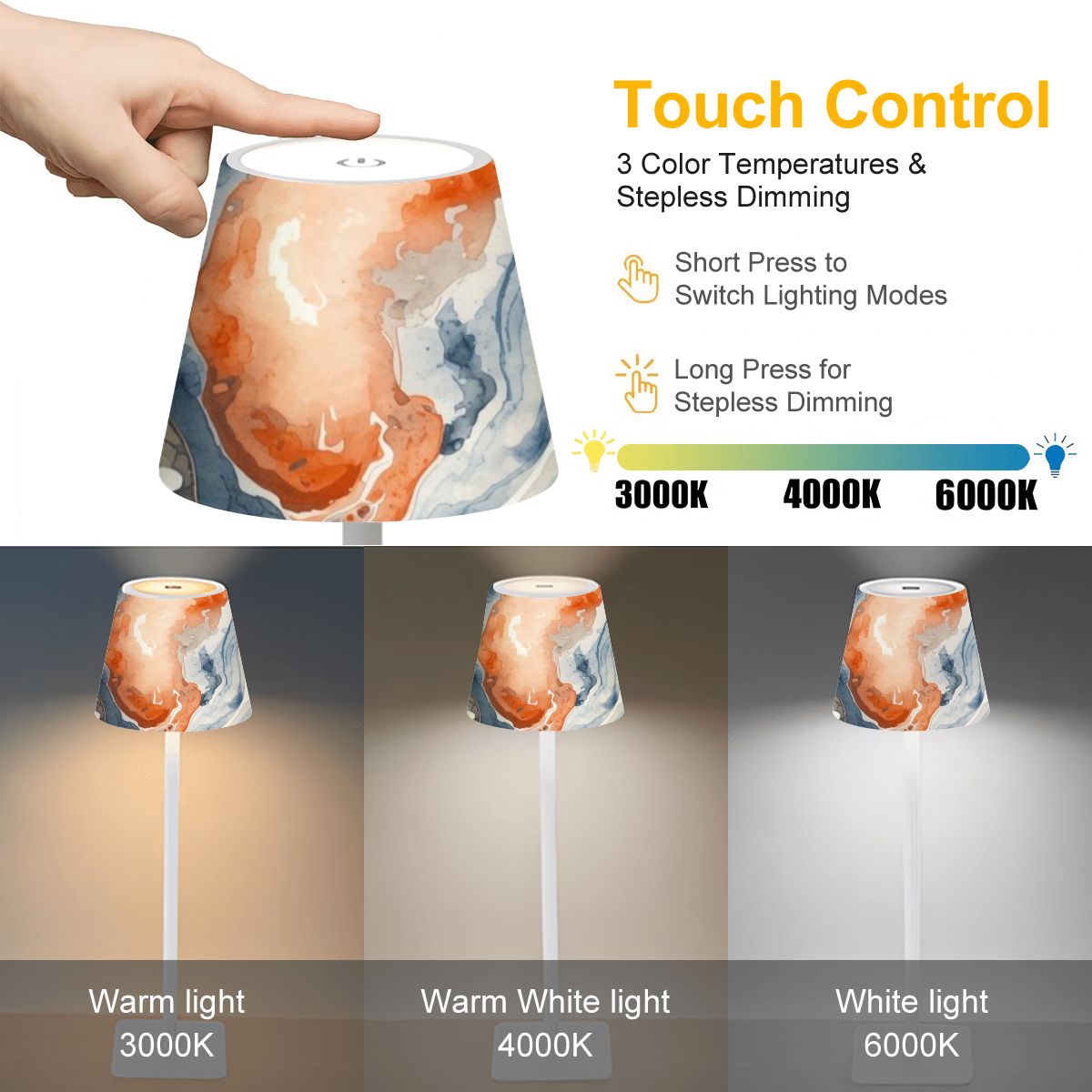 Oyster Watercolor Modern Mahjong LED Cordless Table Lamp