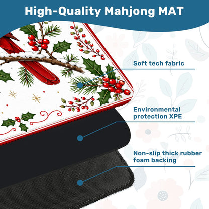 Winterberry Cardinal Bird Custom Mahjong Mat - Splash Of Mahj And Color Co.