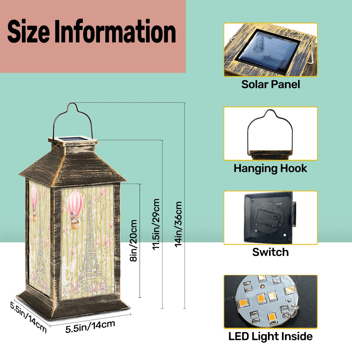 The French Connection Indoor Outdoor Garden Solar Lantern - Splash of Color Co.