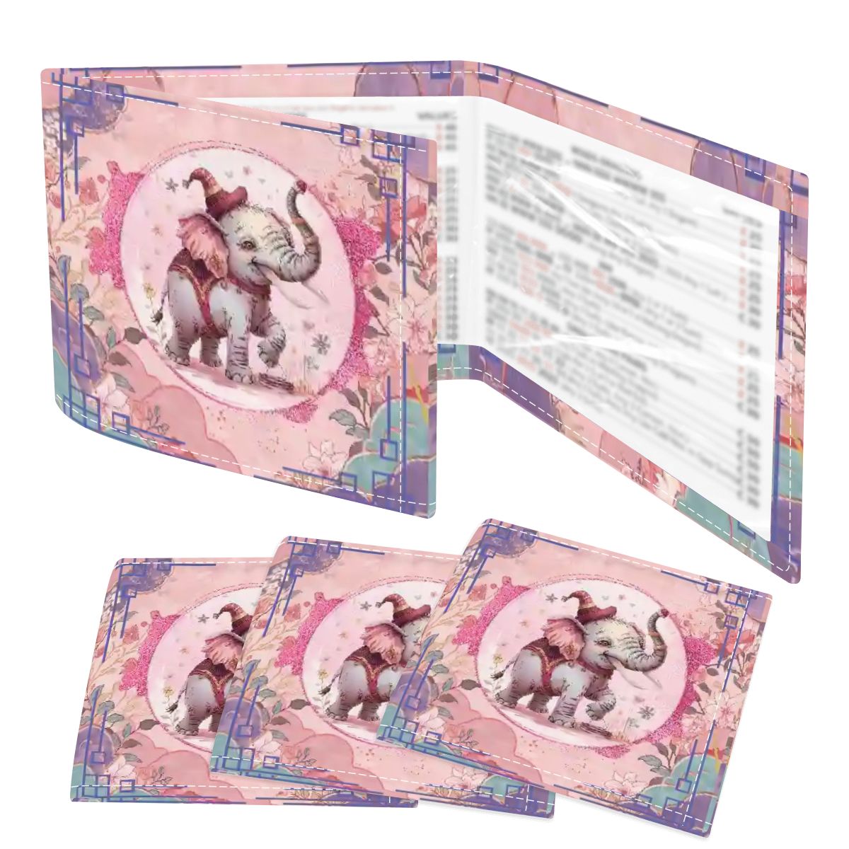 Tilly Tusk Magical Asian Elephant Garden 4 Mahjong Card Holder with Line Finder - Splash of Color Co.