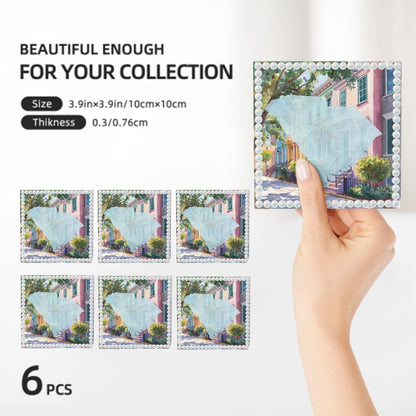 Charleston South Carolina Preppy Rainbow Row Square Ceramic Coasters - Splash of Color Co.