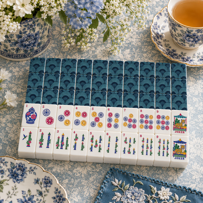 Art Deco Blue American Mahjong Tiles And Carry Case