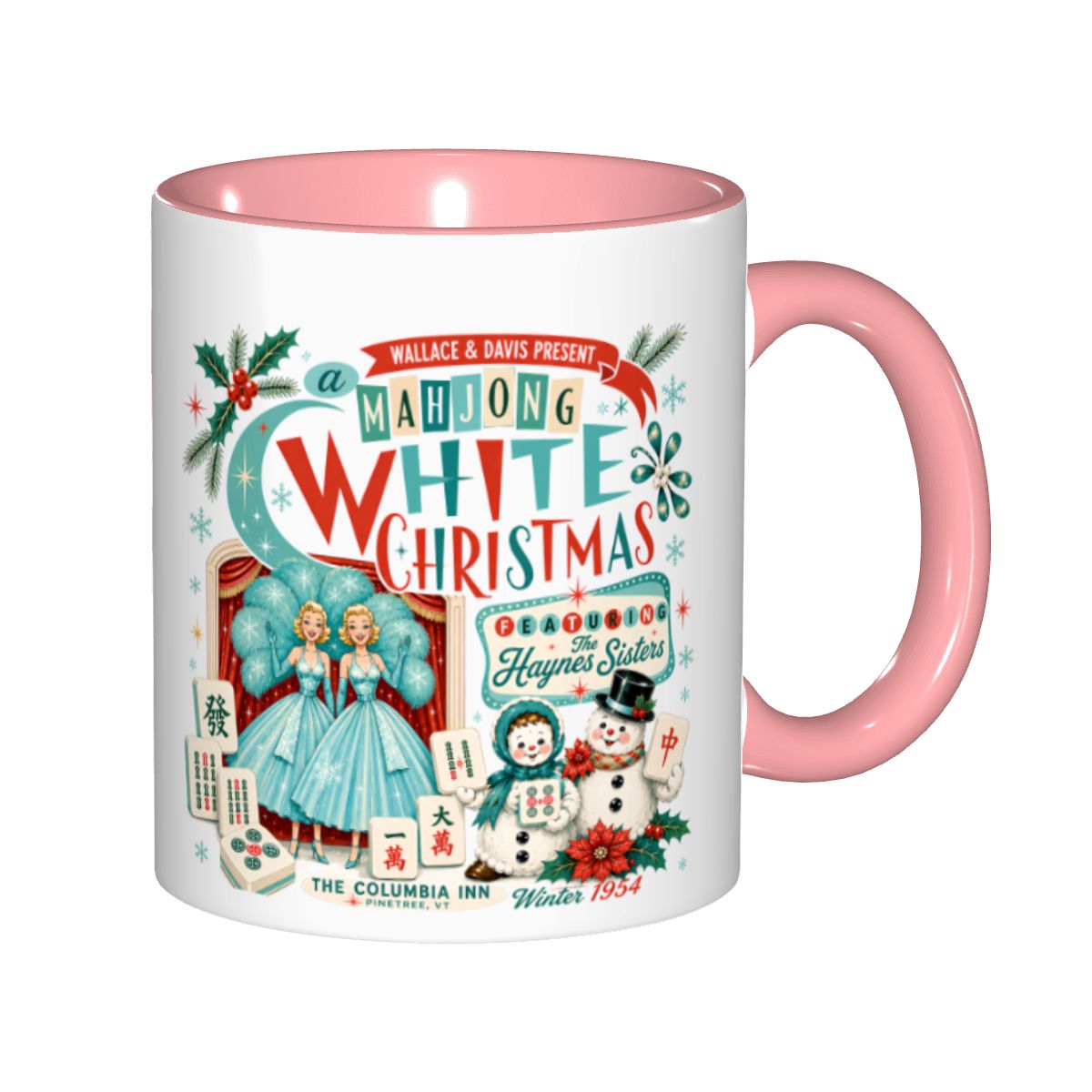 Mahjong White Christmas Nostalgic Haynes Sister Holiday Gift Mug