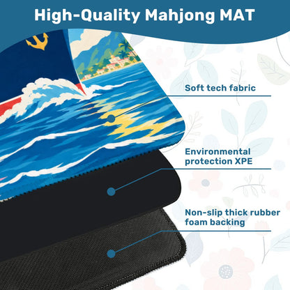 Mini Mahjong Mat, Set To Sail Cruise Designed - Splash Of Mahj And Color Co.