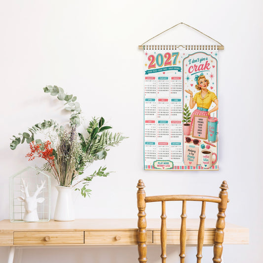 2027 Mahjong Wall Calendar Funny I Don't Give A Crak - Splash Of Mahj And Color Co.