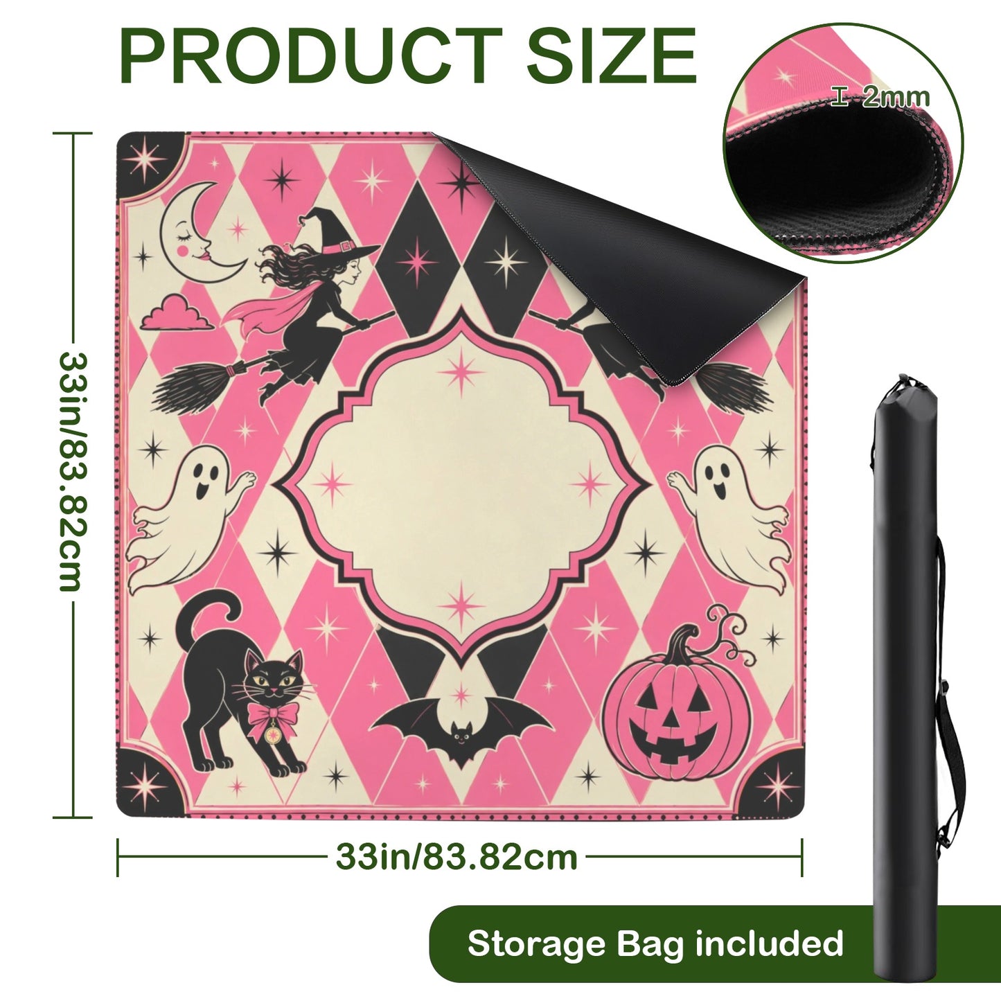 Harlequin Cats And Witches Brew Halloween Mahjong Table Mat 33" x 33"