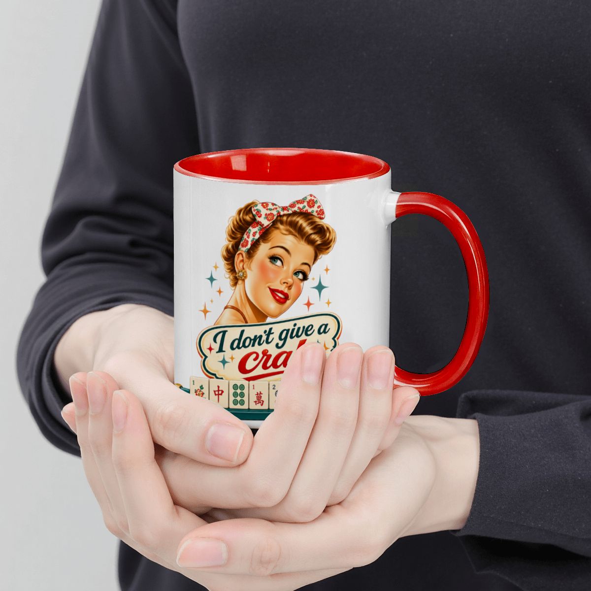Funny Mahjong Mug, I Don't Give A Crak Large Colorful Mug (15oz)