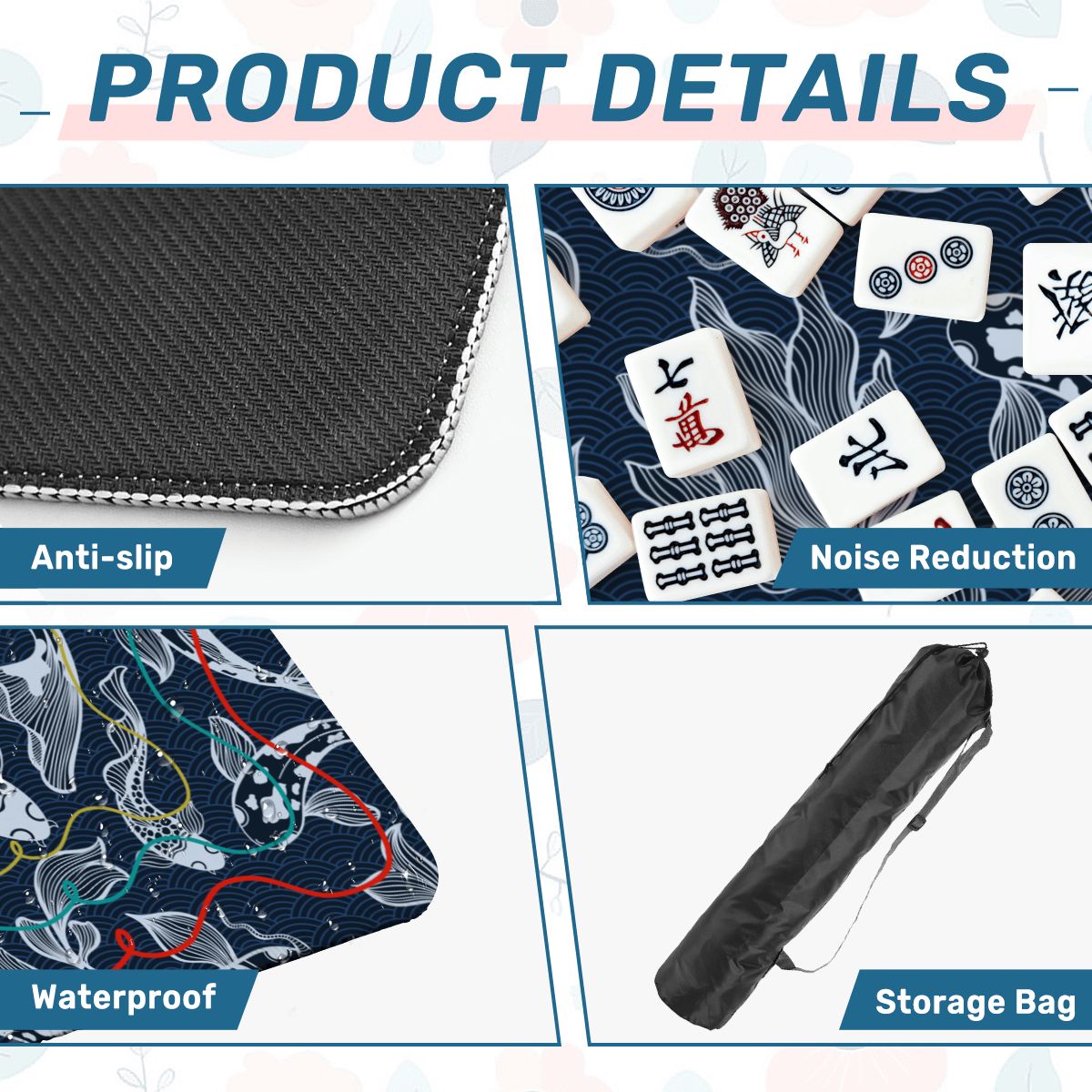 Koi Fish Calling Nautical Mahjong Mat - Splash of Color Co.