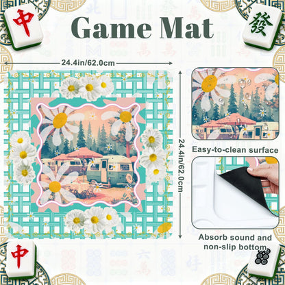 Happy Camping Vintage Nostalgic Mahj Mini Mat And Foldable Mahjong Table - Splash of Color Co.