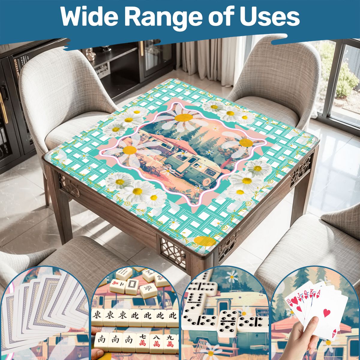 Glamper Boom Yesteryear Daisy Camping, Picnic Mahjong Mat - Splash of Color Co.