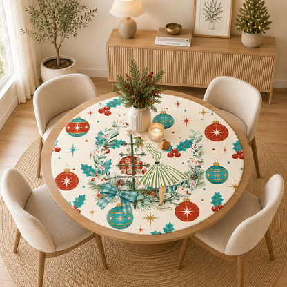 Nostalgic Starry Brite Christmas Holiday Round Mahjong Mat