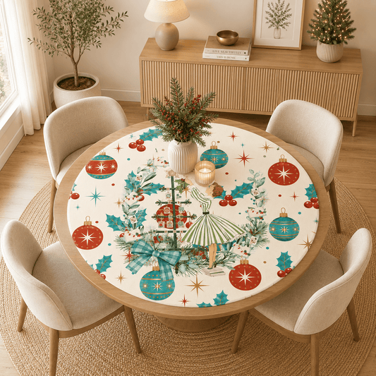 Nostalgic Starry Brite Christmas Holiday Round Mahjong Mat - Splash Of Mahj And Color Co.