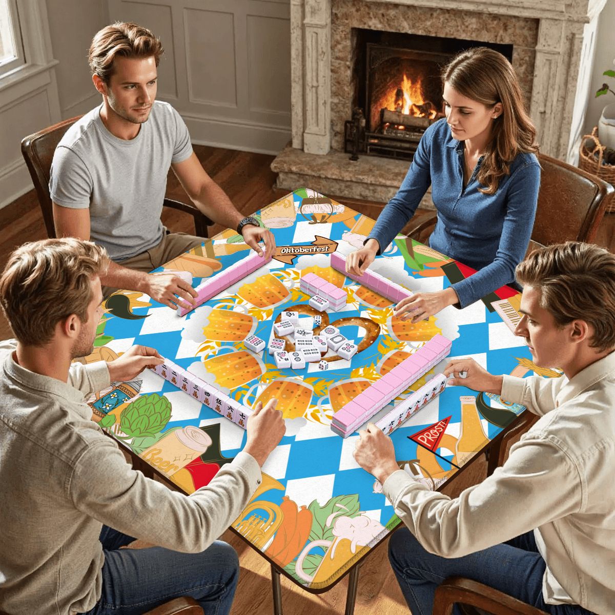 Pretzels, Pungs & Pilsner Oktoberfest Mahjong Mat - Splash of Color Co.