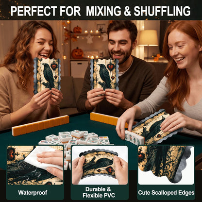 Edgar Allen Poe Raven Scalloped Mahjong Shuffler Cards Set of 4 - Splash Of Mahj And Color Co.