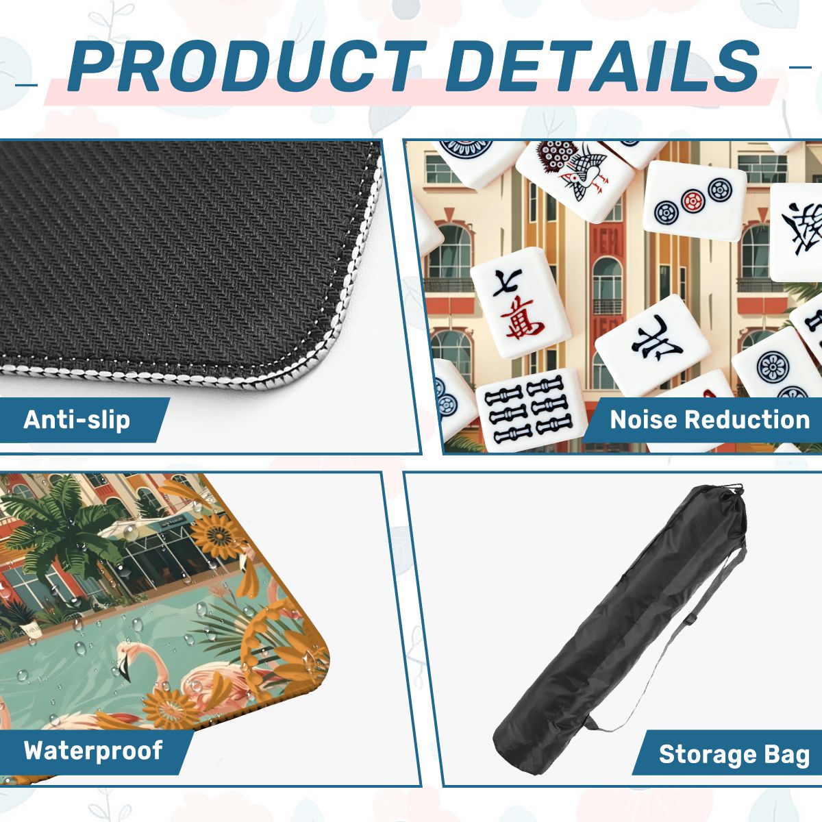 Art Deco Old World Florida Flamingo Row Mahjong Mat - Splash of Color Co.