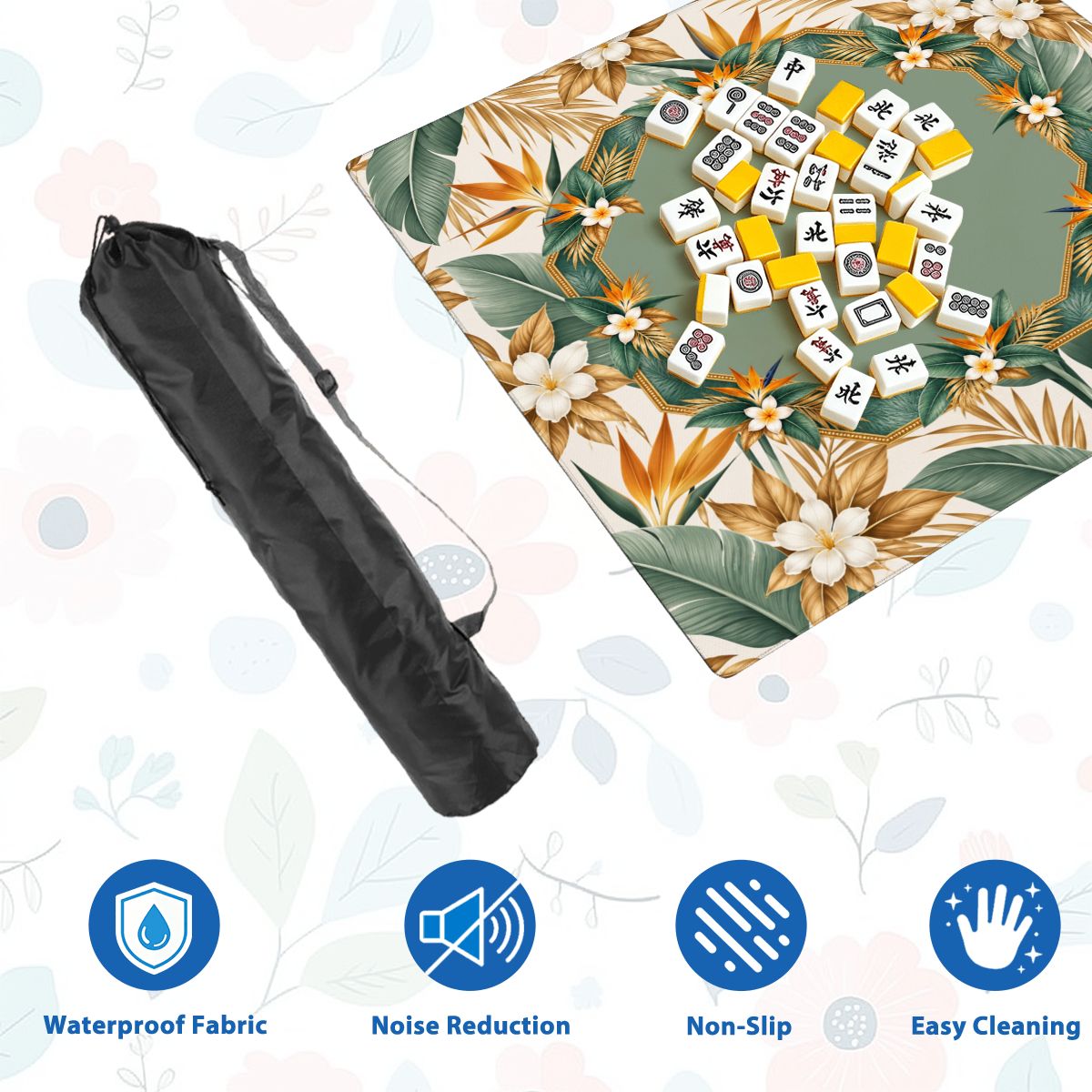 Lotus Palm Society Mahjong Mat Sleek Surface