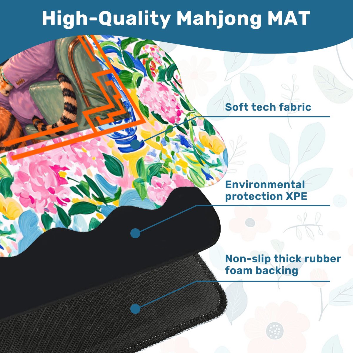 Bourbon And Tigers Oh My Chinoiserie Scalloped Mahjong Mat - Splash of Color Co.