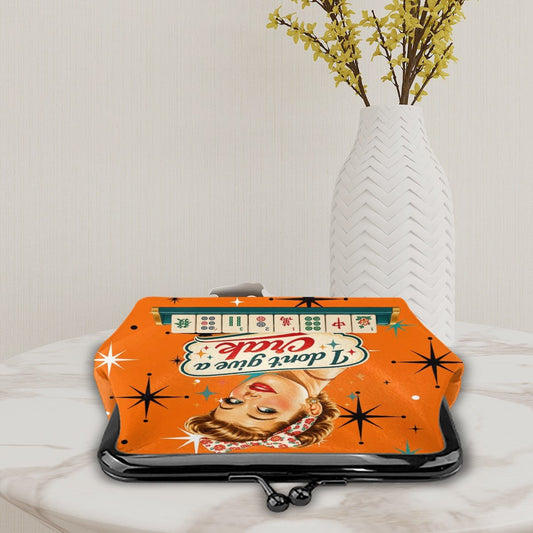 Funny Mahjong, I Don't Give A Crak Women's Vegan Leather Kiss Lock Coin Purse - Splash Of Mahj And Color Co.