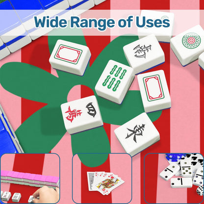 The Daisy Mae Red And Pink Preppy Striped Scalloped Mahjong Mat - Splash Of Mahj And Color Co.