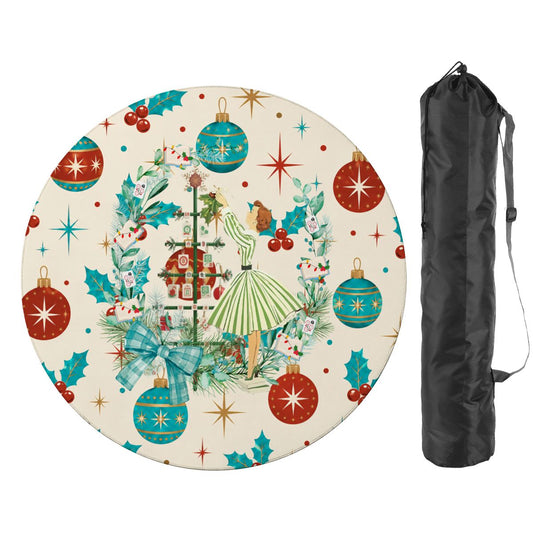 Nostalgic Starry Brite Christmas Holiday Round Mahjong Mat - Splash Of Mahj And Color Co.