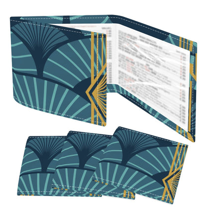 Art Deco Mahjong Blue Gilded Gold 4 Mahjong Card Holder with Line Finder - Splash of Color Co.