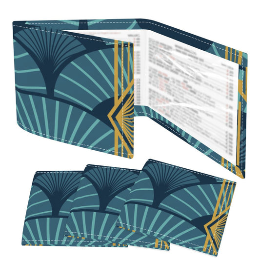 Art Deco Mahjong Blue Gilded Gold 4 Mahjong Card Holder with Line Finder - Splash of Color Co.