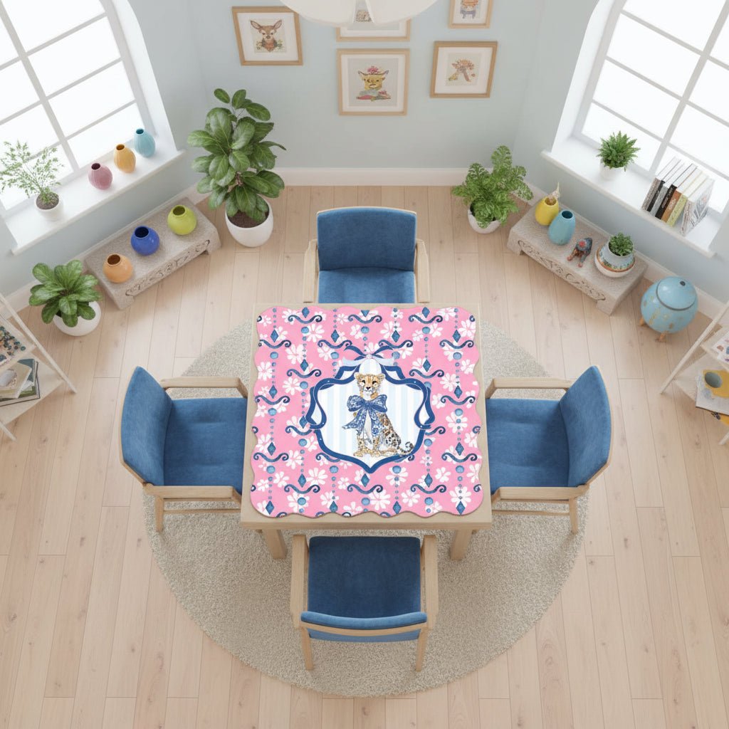 Charleston Cheetah Dainty Pink Scalloped Mahjong - Splash of Color Co.