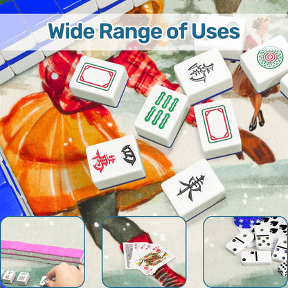 Vintage Holiday Card Iceskating Winter Wonder Land Mahjong Mat - Splash Of Mahj And Color Co.