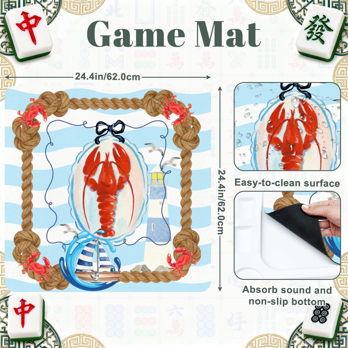 Nautical New England Foldable Mahjong Table - Splash of Color Co.