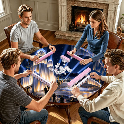 Old Hollywood Art Deco Glam Round Mahjong Mat