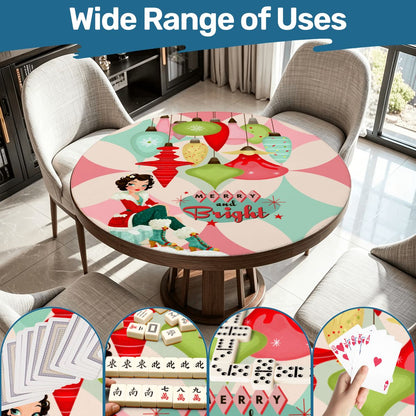 Very Merry Nostalgic Christmas Round Mahjong Mat