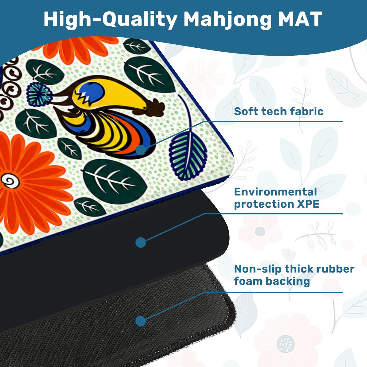 Roosters In The Sun Pottery Inspired Mahjong Mat - Splash Of Mahj And Color Co.