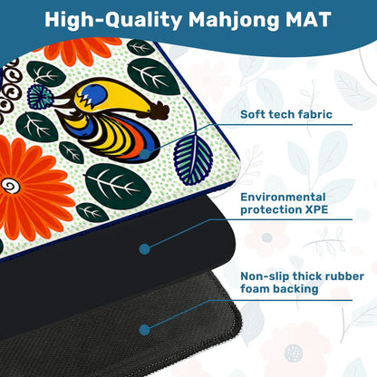 Roosters In The Sun Pottery Inspired Mahjong Mat - Splash Of Mahj And Color Co.