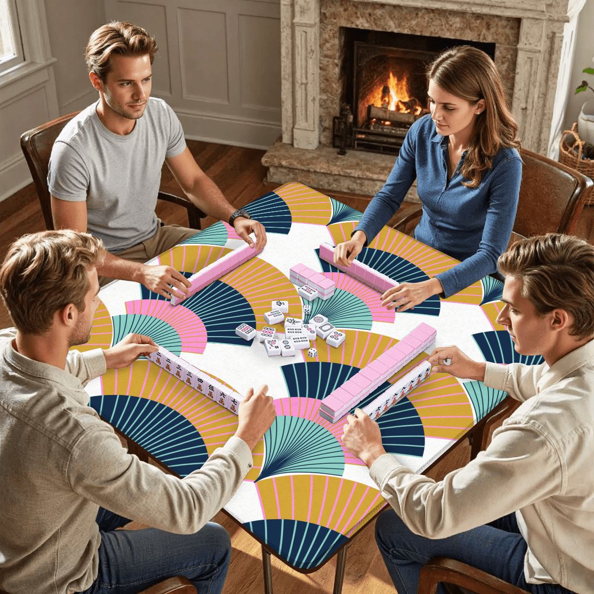 Modern Art Deco Speakeasy Mahjong Mat - Splash of Color Co.