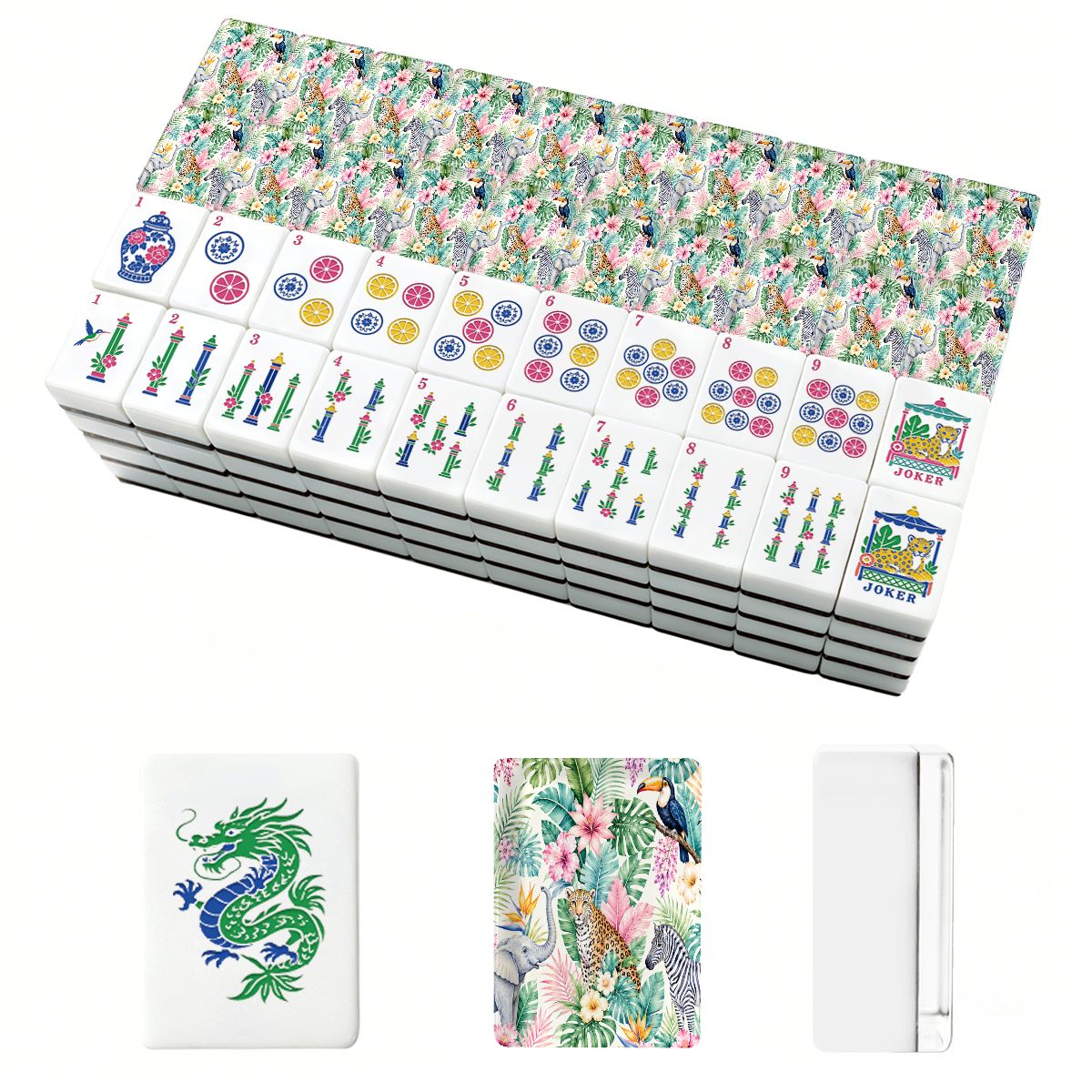 Jungle Love Chinoiserie Pastel Mahjong Tiles