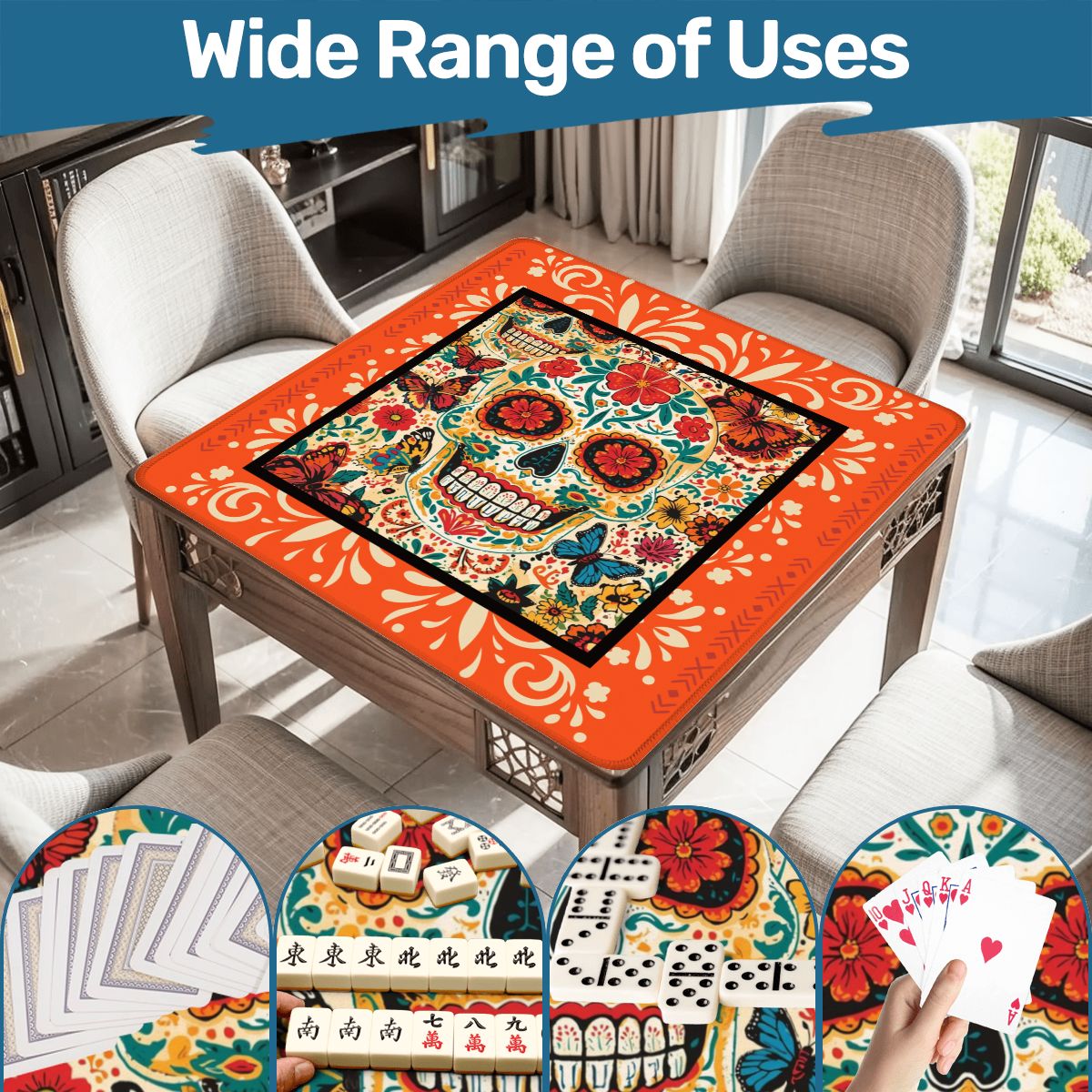 Day Of The Dead Mahjong Mat - Splash of Color Co.