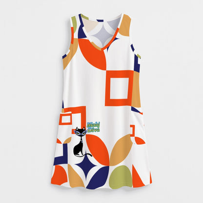 Modern Mahj Diva Mod Women's Sleeveless Dress with Pockets - Splash of Color Co.