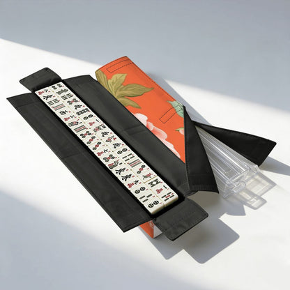 Orange Asian Blossom Bundle Mahjong Bag Set For Tiles And Racks - Splash of Color Co.