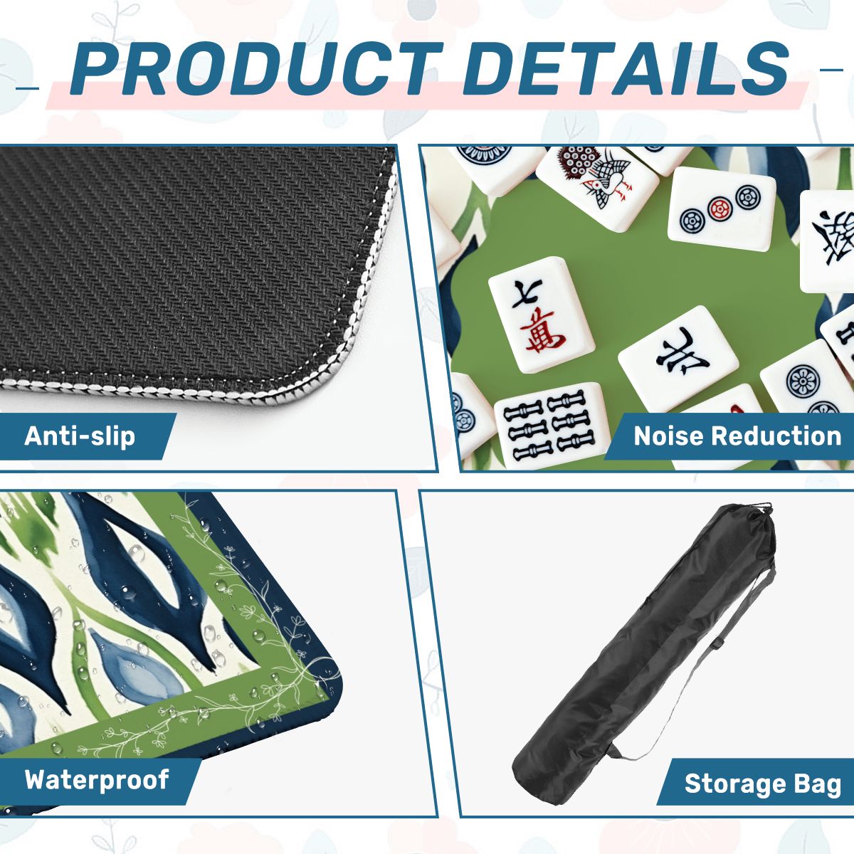 Ikat Watercolor Blue And Green Mahjong Mat - Splash of Color Co.