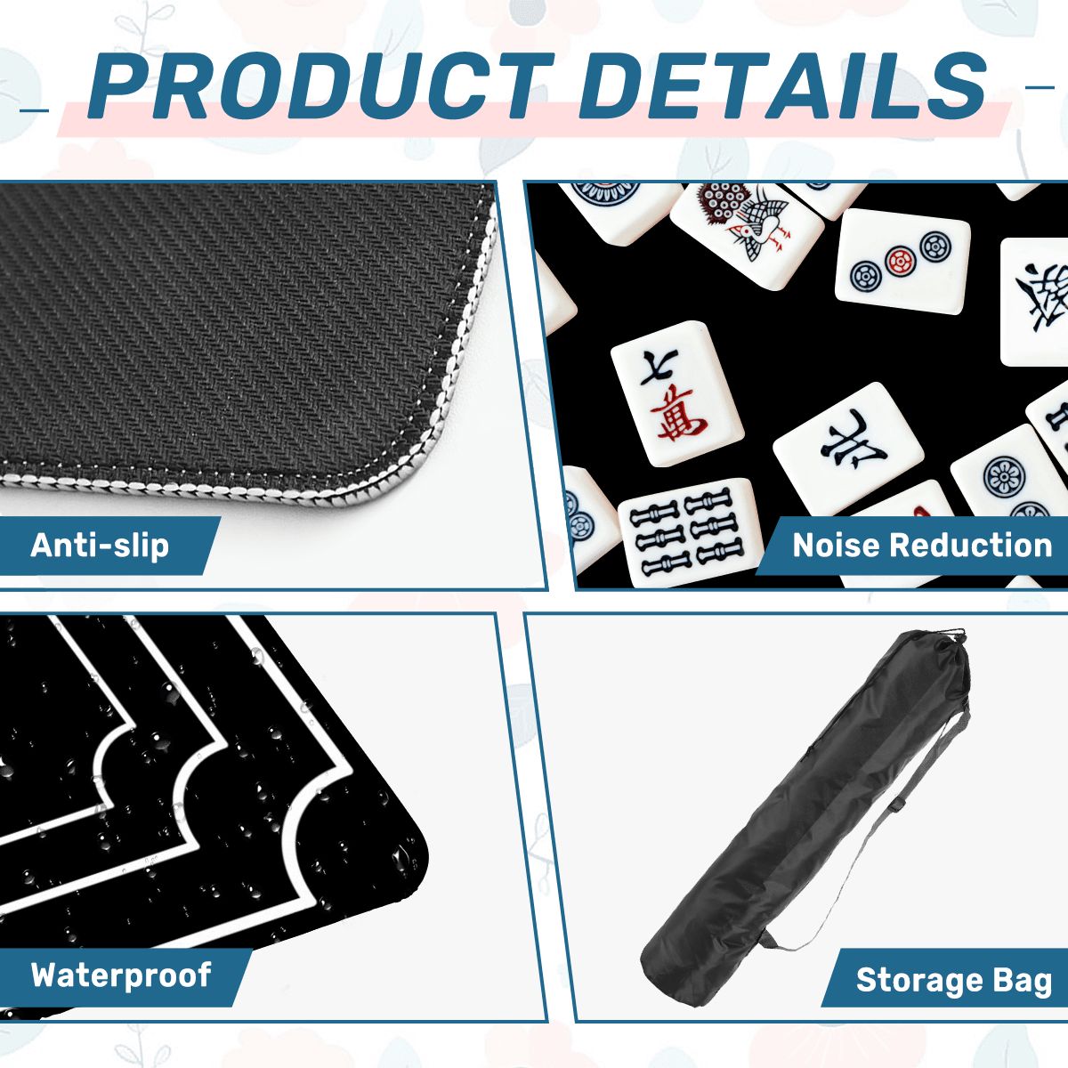 Plain And Simple Minimalist Black Mahjong Mat - Splash of Color Co.