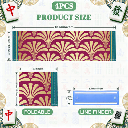 Art Deco Burgandy Wine 4 Mahjong Card Holder with Line Finder - Splash of Color Co.