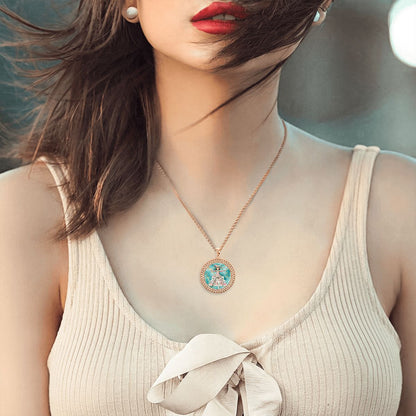 Mahjie The Mascot Round Rhinestone Pendant Necklace