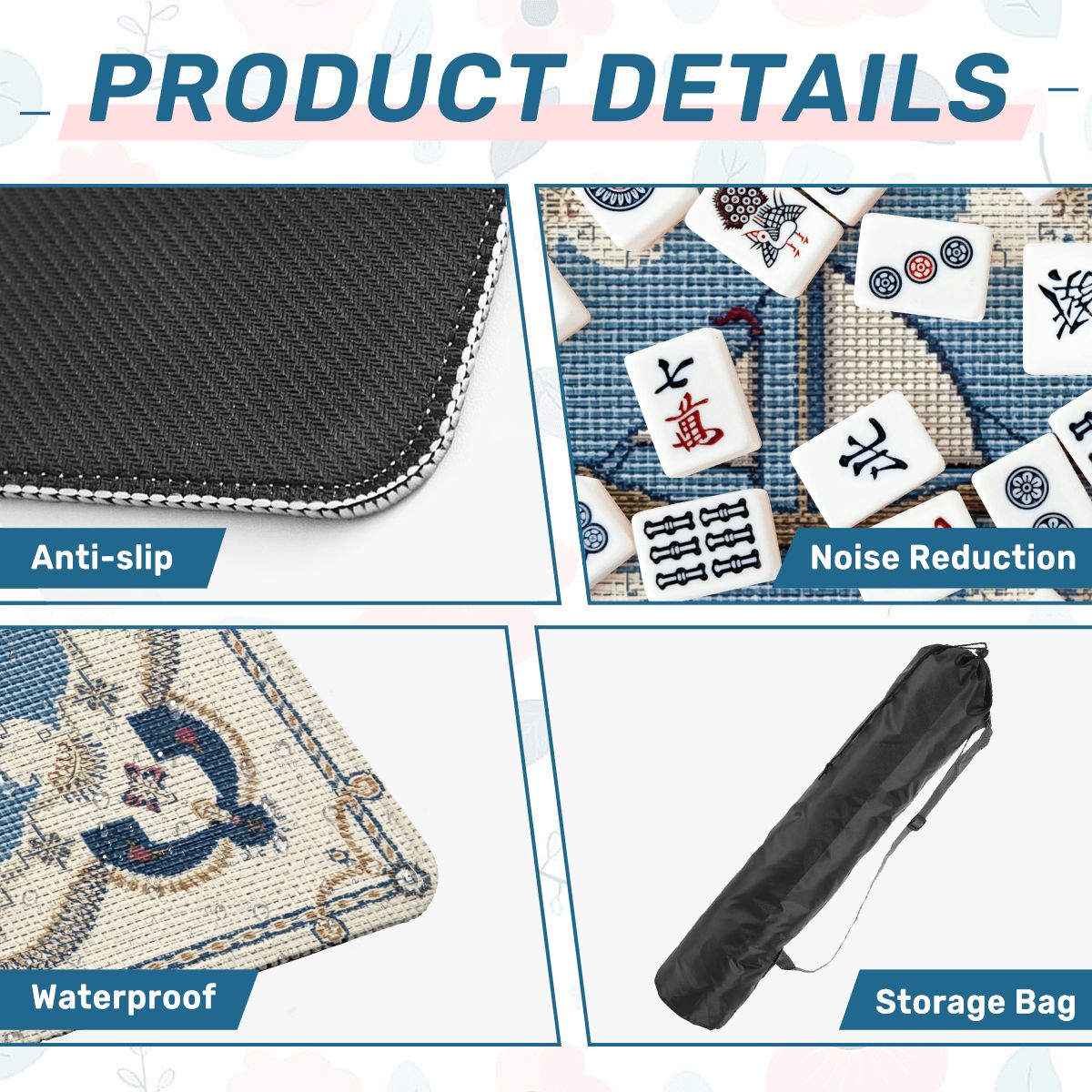 The Sea Is Calling And I Must Go Nautical Faux Needlepoint Mahjong Mat - Splash of Color Co.