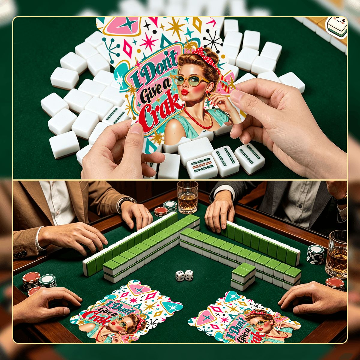 I Don't Give A Crak Scalloped Mahjong Shuffler Cards  Set of 4