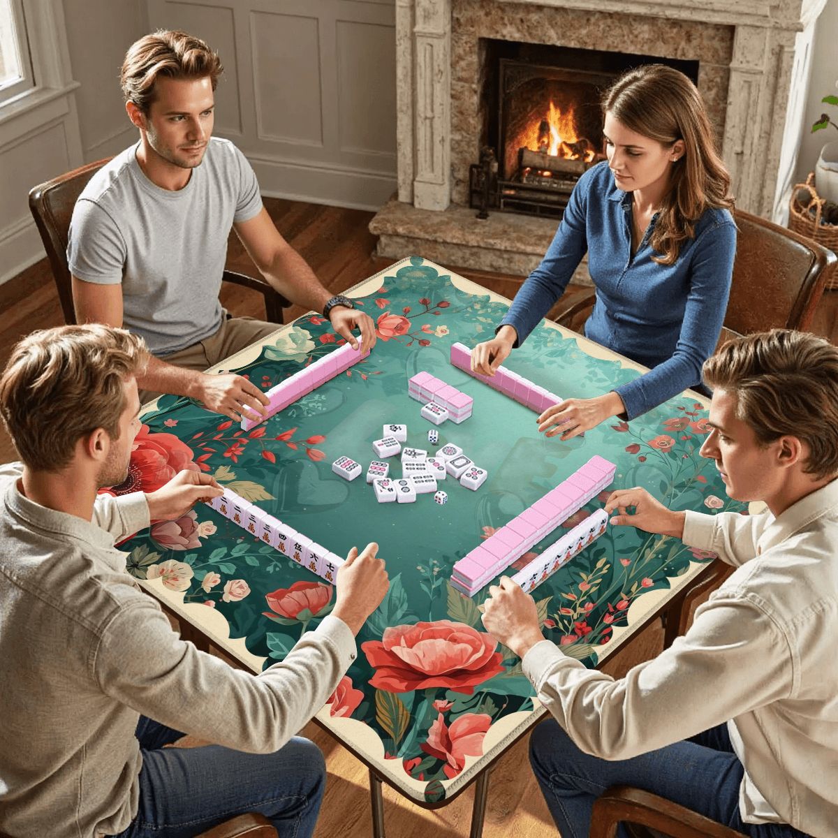 It Must Be Love, Vintage Valentine Roses Mahjong Mat - Splash of Color Co.