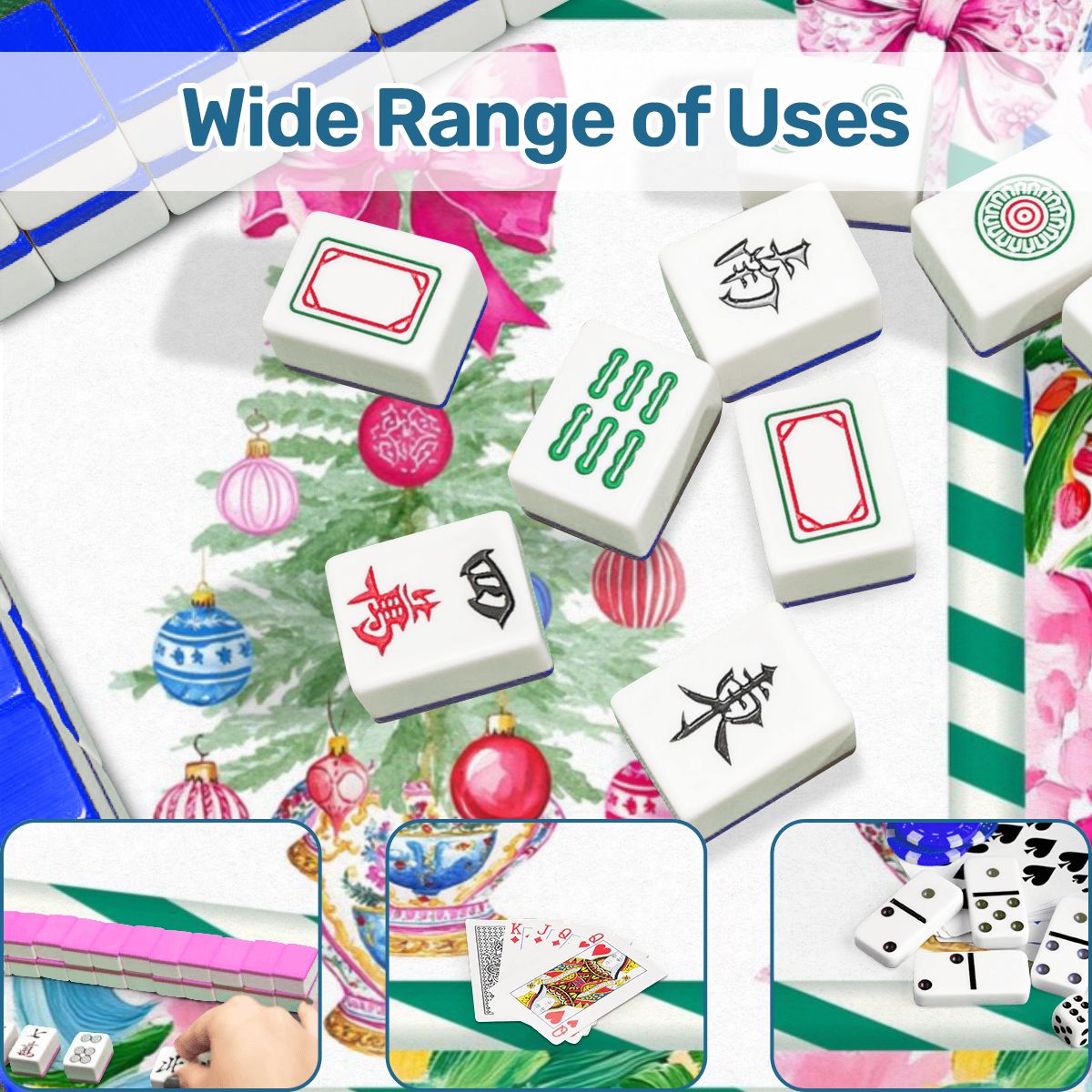 Festive Floral Christmas Tree Mahjong Mat